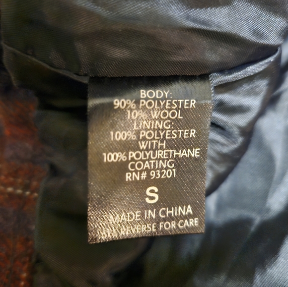 Burgundy Red Dark Gray Plaid Cape Jacket - Picture 7 of 7